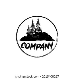 Mountain logotype, fir tree, Outdoor Adventure Sign or Symbol, vector illustration