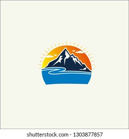 Mountain Logotype Simple, Label, Badge and other design. Outdoor Adventure Sign or Symbol, vector illustration - Vector 