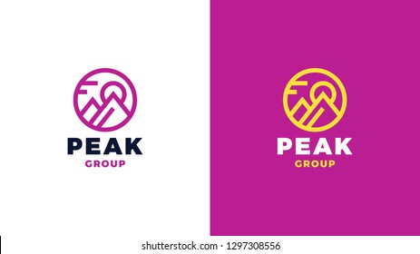 Mountain Logotype template, positive and negative variant, corporate identity for brands, magenta product logo, vector design