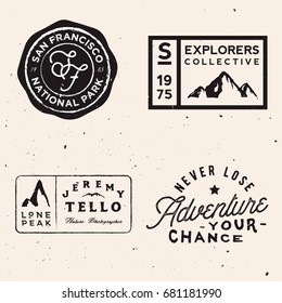 mountain logotypes. Adventure logo templates on travel theme. Vector stock