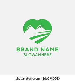 vector de diseño del logotipo de amor de montaña