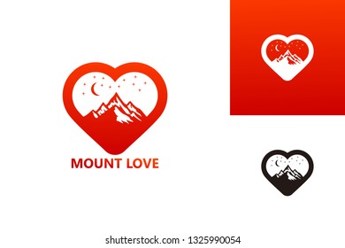 Mountain Love Logo Template Design Vector, Emblem, Design Concept, Creative Symbol, Icon