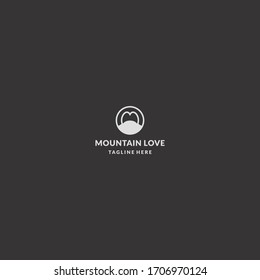Diseño de la plantilla del logotipo de Mountain Love en la ilustración de Vector 