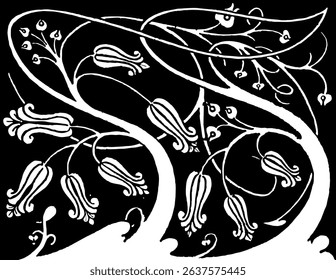 Mountain Lovers Ornamental Illustration with Elegant Nature-Inspired Patterns and Scenic Charm