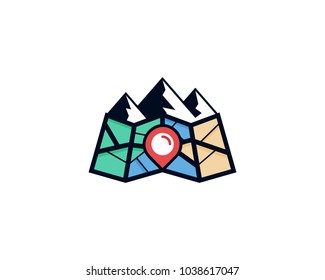 Mountain Map Icon Logo Design Element