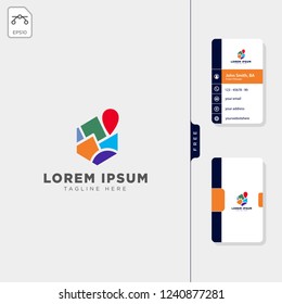 mountain map navigator logo template free business card design template