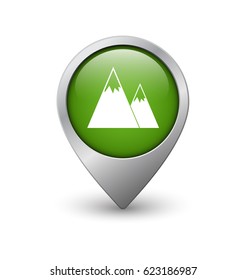 Mountain map pointer, green with metal frame and shadow
