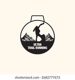 projeto de medalha de corrida de trilha de maratona de montanha, projeto de logotipo de corrida de trilha