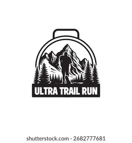 projeto de medalha de corrida de trilha de maratona de montanha, projeto de logotipo de corrida de trilha