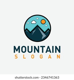 Logo der Mountain-Mascot-Vektorgrafik, handgezeichnet, Illustration, abstraktes Logo	