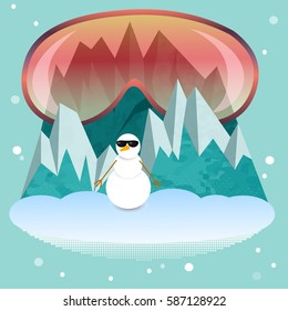 mountain and mask. Snowboarding and ski team. Sport. Background.Vector illustration
