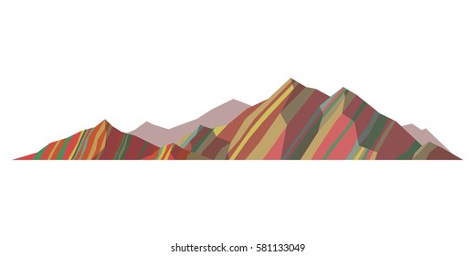 Mountain mature silhouette element outdoor icon snow ice tops and decorative isolated camping landscape travel climbing or hiking geology vector illustration.