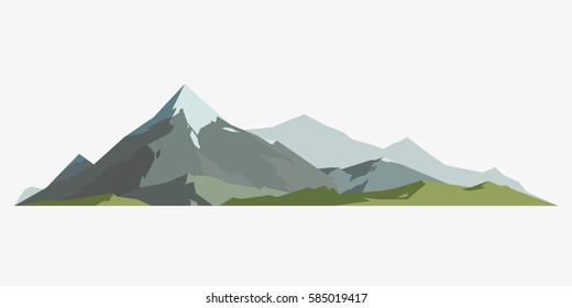 Mountain mature silhouette element outdoor icon snow ice tops and decorative isolated camping landscape travel climbing or hiking geology mountain vector illustration.