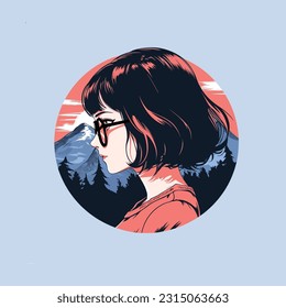 Mountain Maven: Stunning Vector Art Celebrating a Beautiful Female Hiker