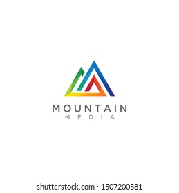 mountain media logo design concept.