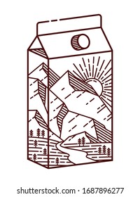 mountain and milk line vector illustration