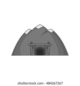 Mountain mine icon in black monochrome style on a white background vector illustration