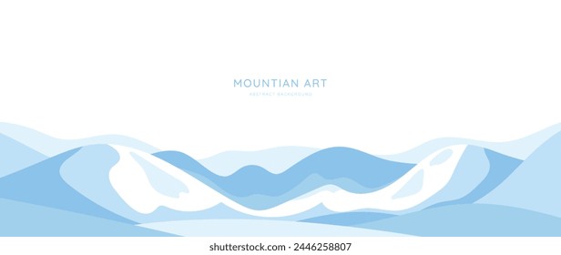 Mountain minimal background vector. Abstract landscape hills with blue color, ice, snow. Nature view illustration design for home decor, wallpaper, prints, banner, interior decor.