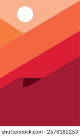 Mountain minimal with moon background vector