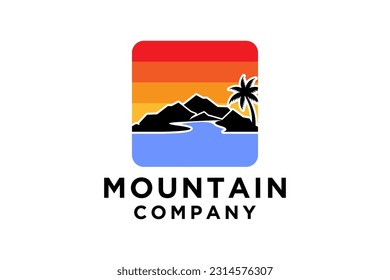 Mountain minimalist landscape hills logo design