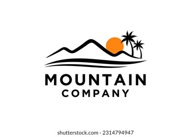 Mountain minimalist landscape hills logo design