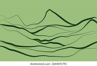 Montaña con Vector de fondo minimalista de las artes de línea. Diseño de fondo de paisaje de lujo oriental