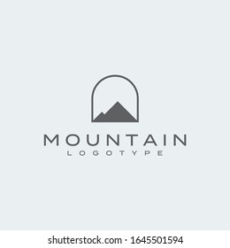 Mountain minimalist logo inside rounded frame.