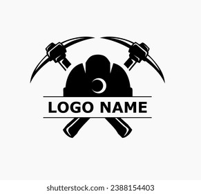 Concepto del logotipo de la empresa minera de montaña. Plantilla de diseño de vectores de minería de oro