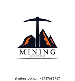 Mountain Mining Logo Silhouette Design with a Simple Concept.