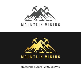 Mountain mining vintage logo vector symbol illustration design.