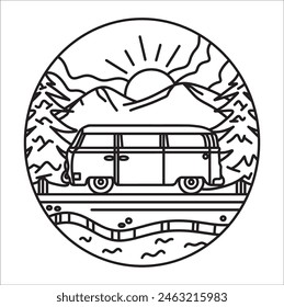 Mountain Minivan coloring book. it used for coloring book, or it can use for traveling product. 