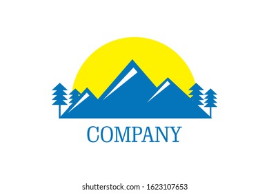Mountain modern Logo flat template vector icon illustration design mountain simple