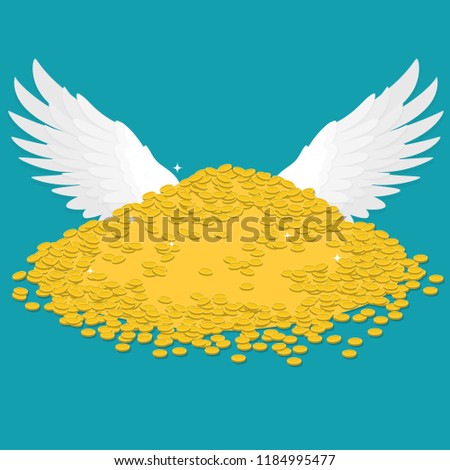 Mountain Money Wings Coins Stock Vector Royalty Free 1184995477 - a mountain of money with wings a lot of coins vector