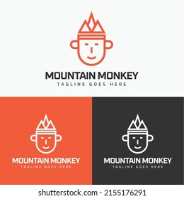 Plantilla de logotipo minimalista de mono de montaña