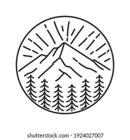 Mountain and mono line logo  icon and illustration