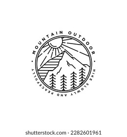 mountain and mono line logo icon  and vector  