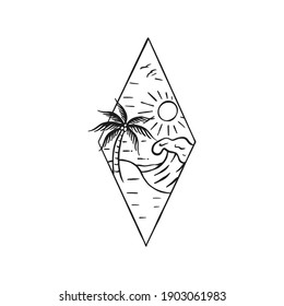 Mountain monoline badge. mountain tatto design