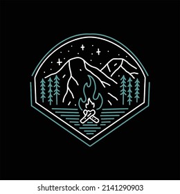 Mountain Monoline Illustration Vector Design