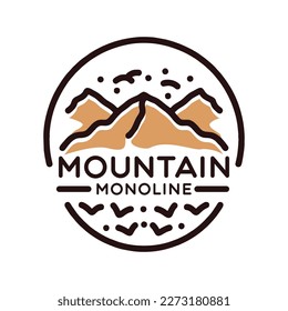 Mountain Monoline Logo Vector Vintage Emblem Design badge illustration Symbol Icon