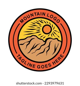 Mountain Monoline Logo Vector Vintage illustration Emblem Design badge illustration Symbol Icon
