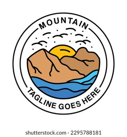 Mountain Monoline Logo Vector Vintage illustration Emblem Design badge illustration Symbol Icon