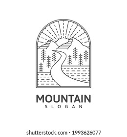 Ilustración de vectores de naturaleza al aire libre de monolina de montaña