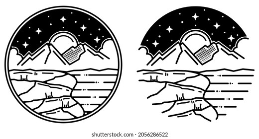 Mountain Monoline Vintage Outdoor Badge Design