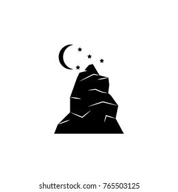 Mountain and Moon icon ob white background