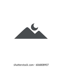 mountain with moon icon. sign design