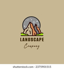 Mountain with Moon Landscape company Logo Concept