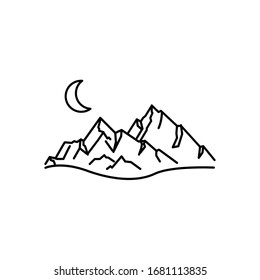 mountain and moon line illustration
