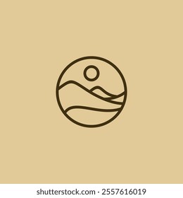 mountain and moon line logo