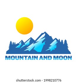 mountain and moon logo vector illustration