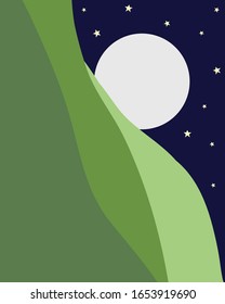 Montaña y luna - Arte vector minimalista